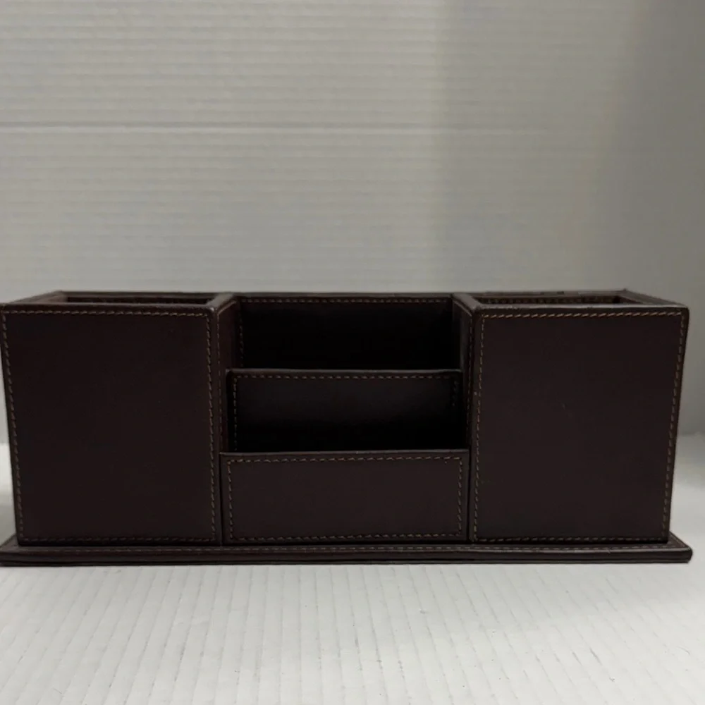Elegant Brown Leather Pencil Case